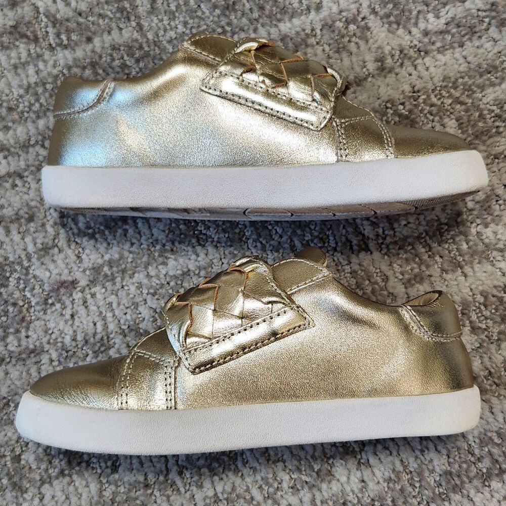 OLDSOLES girls metallic gold braided sneakers shoes size 28 EU or 11 US child - Picture 6 of 11